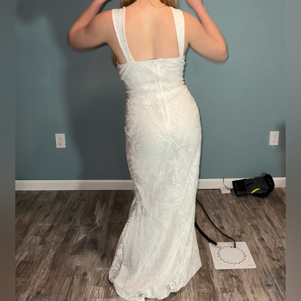 Long white textured prom/wedding dress